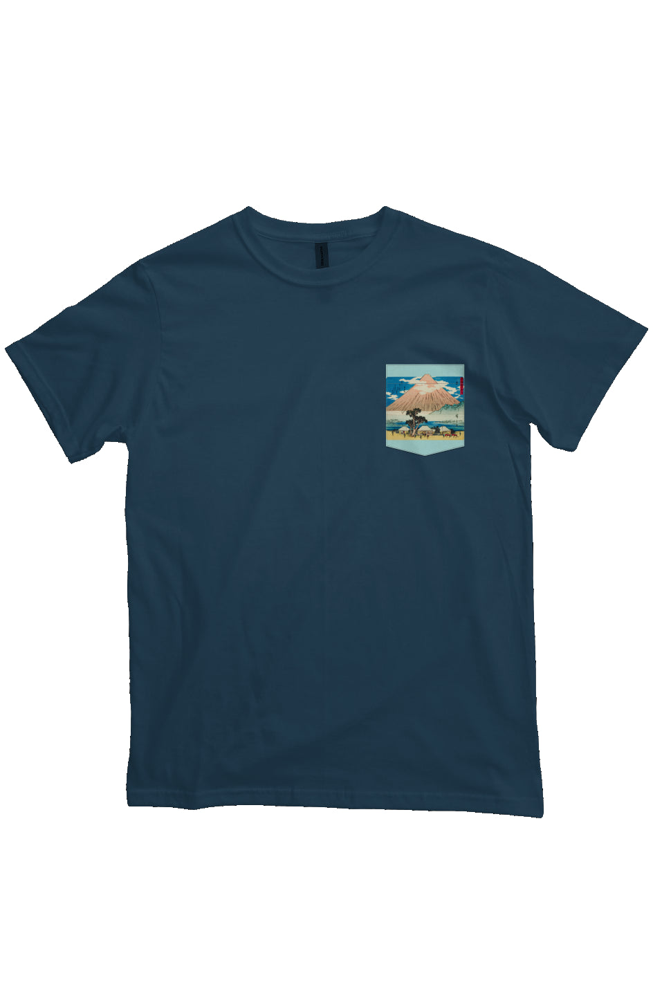 Hara, Japanese Block Art Pocket T-Shirts, Ukiyo-e, heavyweight cotton fabric t-shirt, 'Pacific