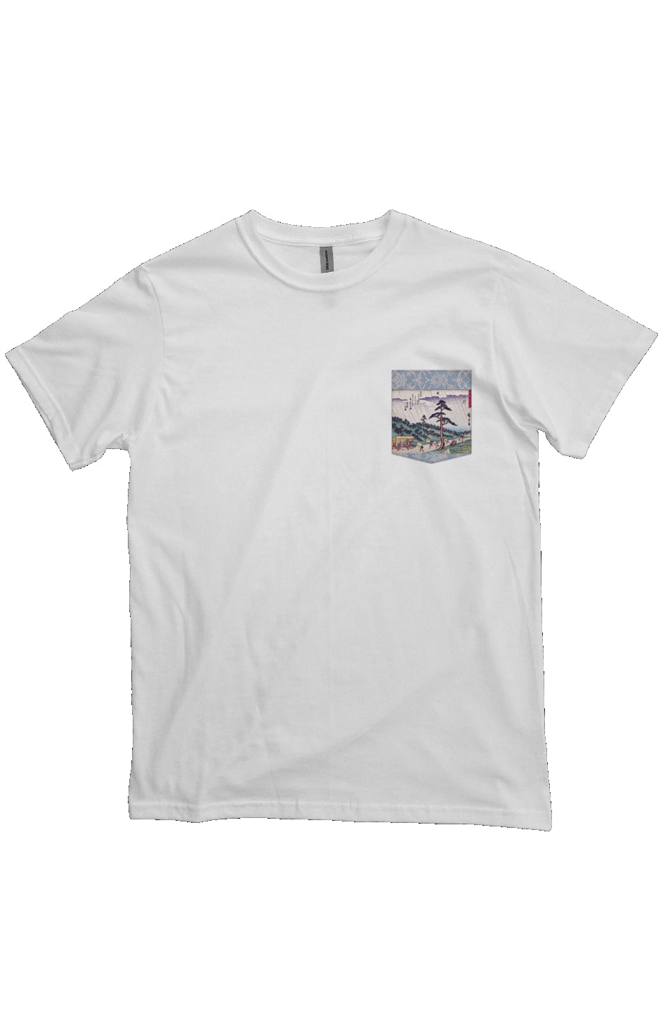 Futakawa, Japanese Block Art Pocket T-Shirts, Ukiyo-e, heavyweight cotton fabric t-shirt, white