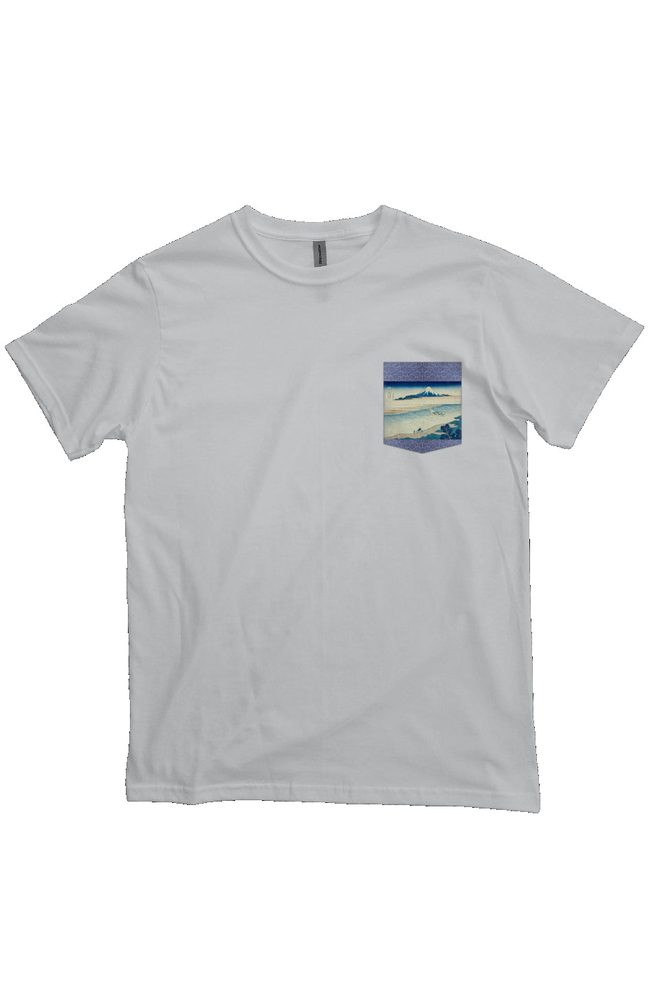 Tama River in Musashi Province, Japanese Block Art Pocket T-Shirts, Ukiyo-e, heavyweight cotton fabric t-shirt, 