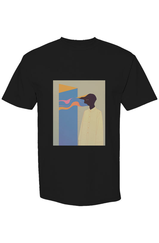 Shinjoku Streetwear XXV | Six 25 T-shirt featuring a minimalist surreal illustration with a silhouette and colorful ribbons, embodying modern urban artistry.