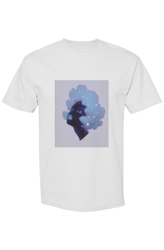Shinjoku Streetwear XXXIV | Six 25 T-shirt featuring a cosmic-themed profile, blending surreal nebula hair with modern urban design on heavyweight cotton.