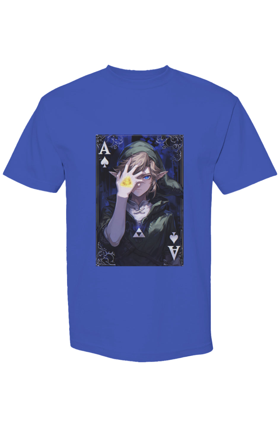 Drewsidious Otaku Collection IV | Seven 25 T-shirt featuring a playing card design with a hooded, elf-eared figure and Triforce symbol.