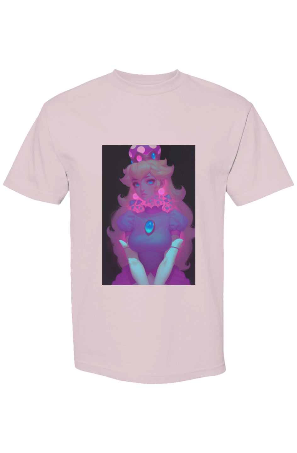 Light-pink T-shirt featuring Princess Peach's portrait from Drewsidious Otaku Collection VIII | Seven 25, blending digital artistry with nerd culture on premium cotton.