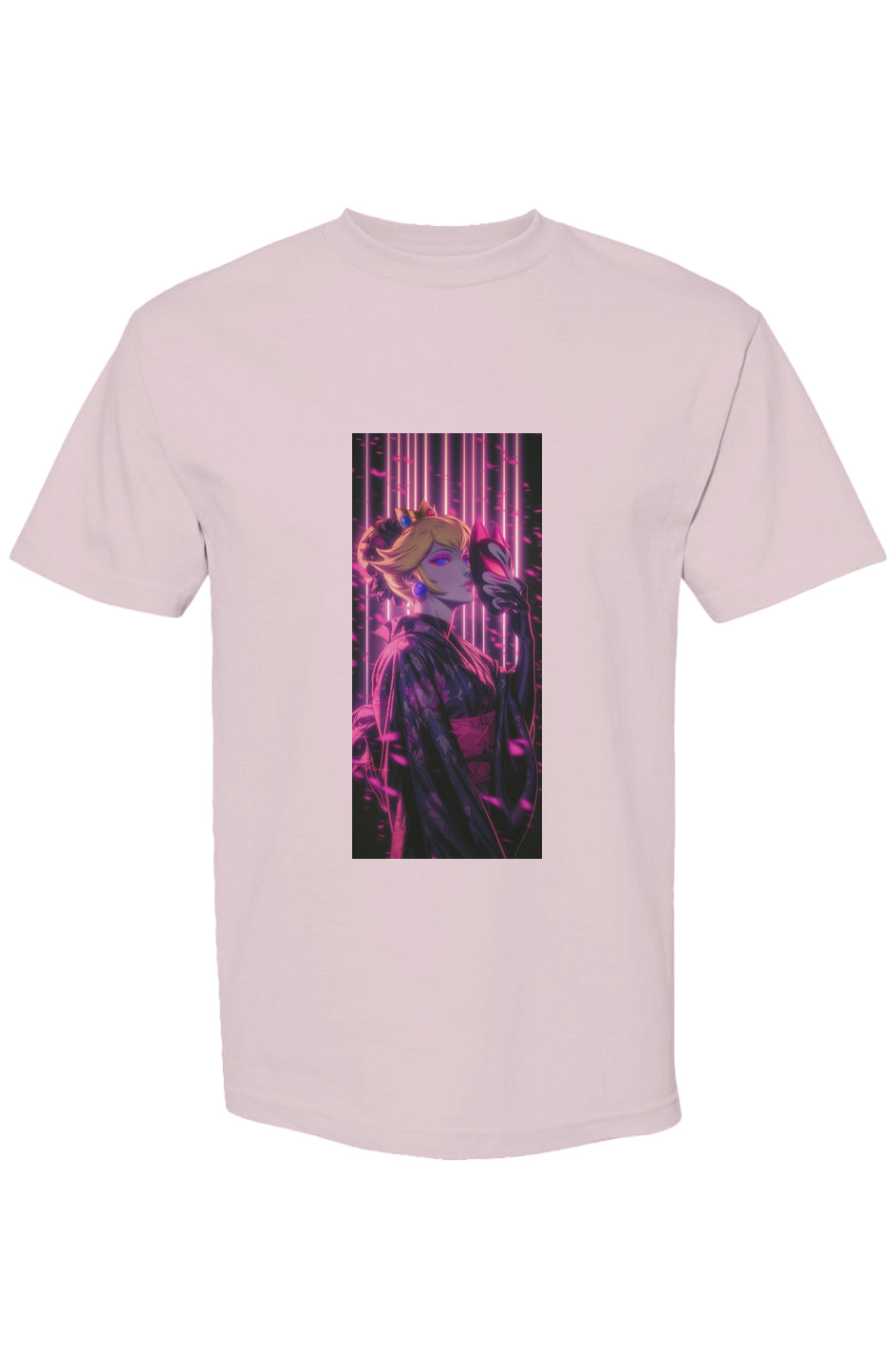 Drewsidious Otaku Collection XXII | Seven 25 T-shirt features anime girl with fox mask, neon lighting, and petals on sturdy cotton.