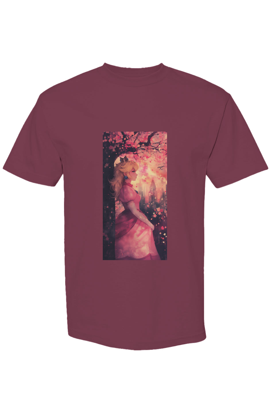 Drewsidious Otaku Collection II | Seven 25 T-shirt featuring Princess Peach under cherry blossoms, blending gamer art with urban style on premium cotton.