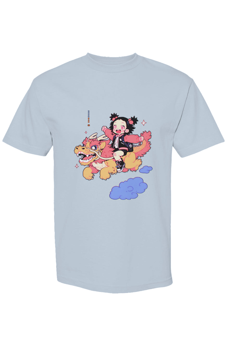 Shinjoku Streetwear Vibes II | Seven 25 T-shirt featuring a chibi kid on a dragon, showcasing vibrant, playful art on premium, relaxed-fit cotton.