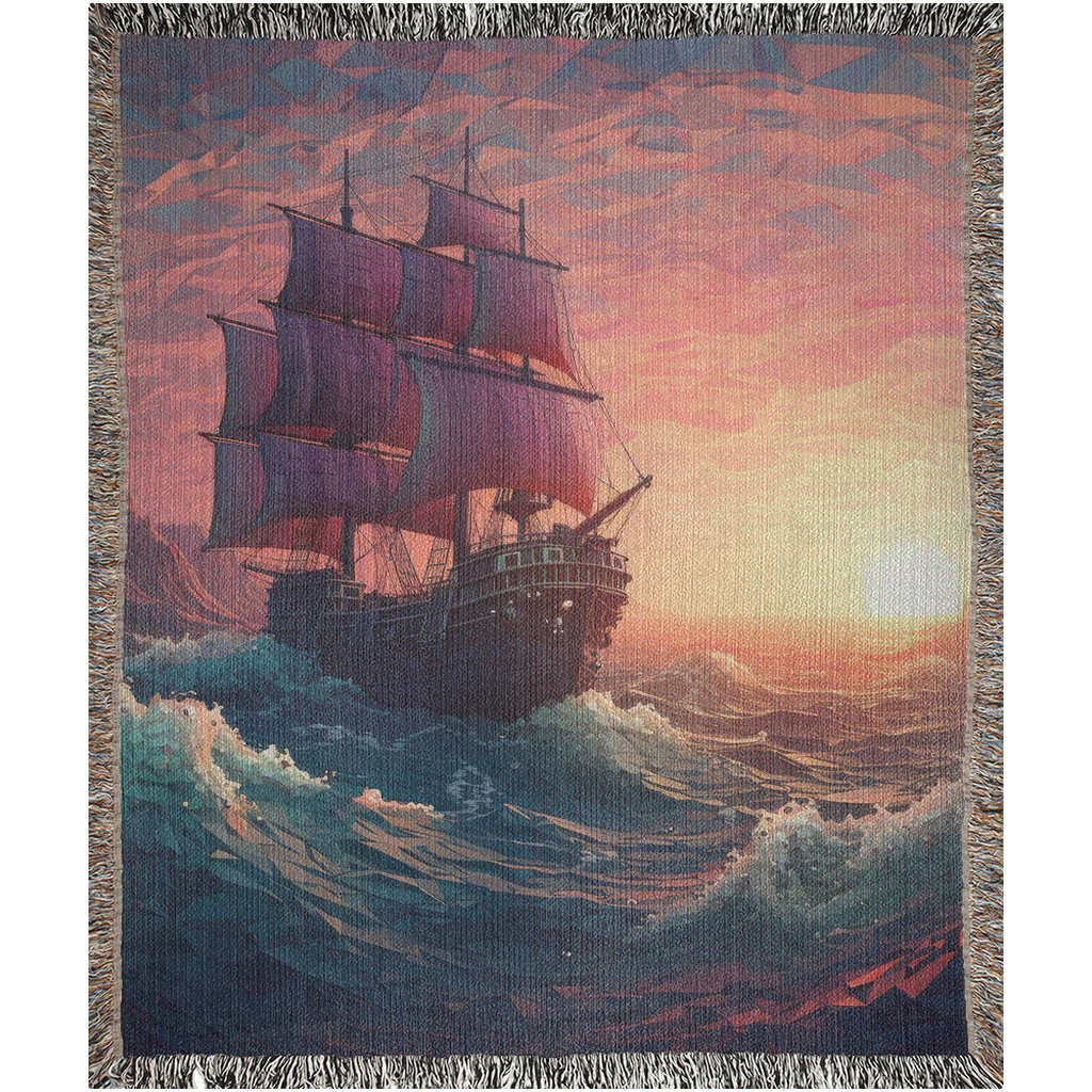 Long Journey Ship ⛵🌅 | | Woven Blanket