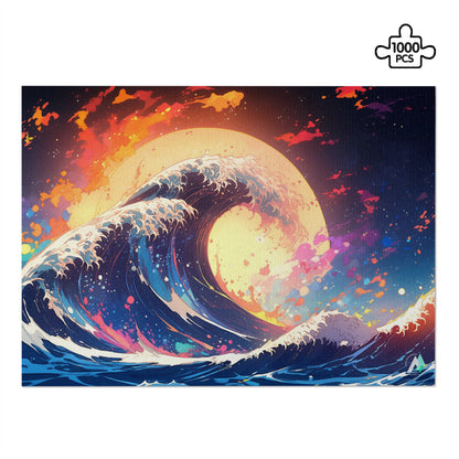 japanese the great wave seascape sunrise sunset jigsaw puzzle