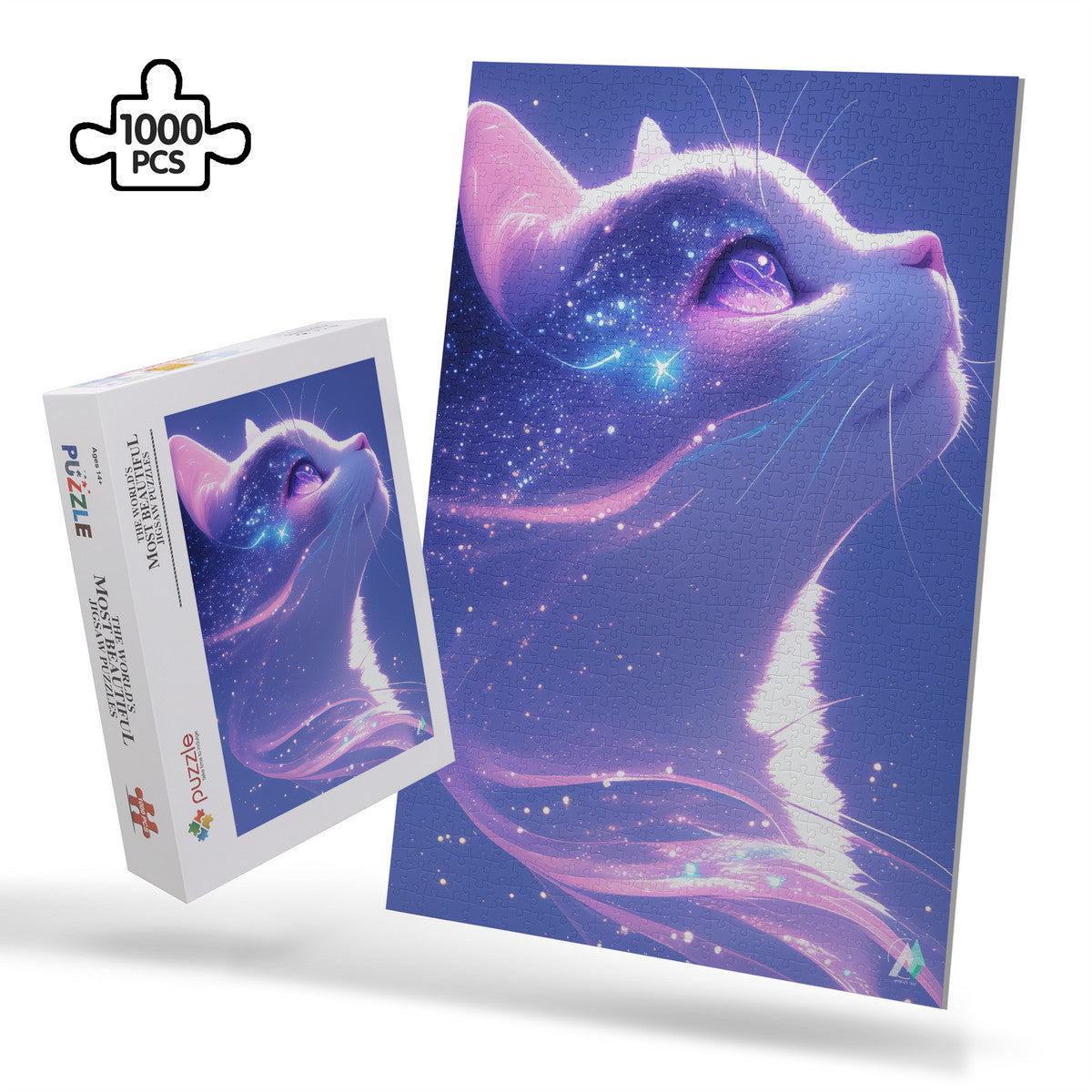 cat kitty kat feline stars sparkle jigsaw puzzle