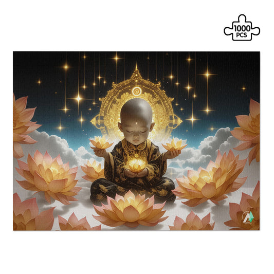 baby monk lotus flowers jigsaw puzzle