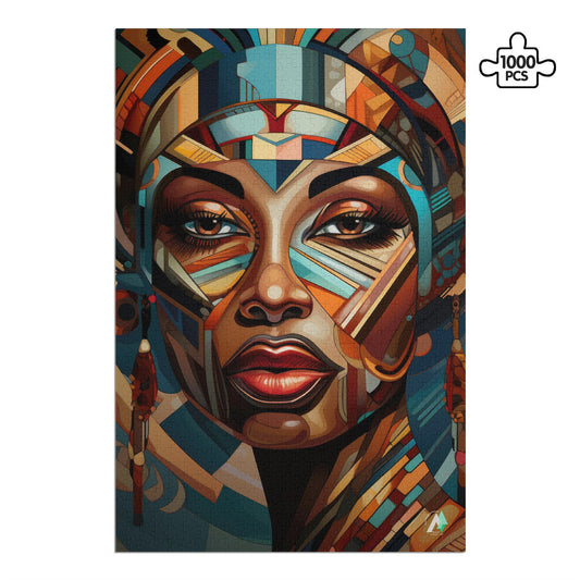 traditional african woman cubist art style jigsaw puzzle