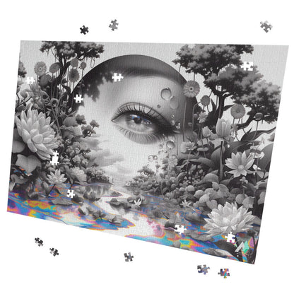 surreal eye-piercing peering flowers jigsaw puzzle