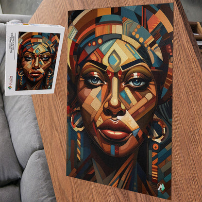 traditional african woman cubist art style jigsaw puzzle