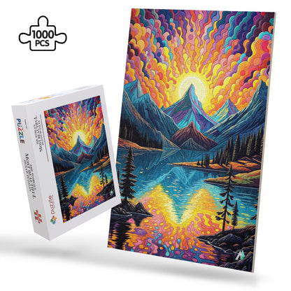 mountain lake sunset landscape jigsaw puzzle