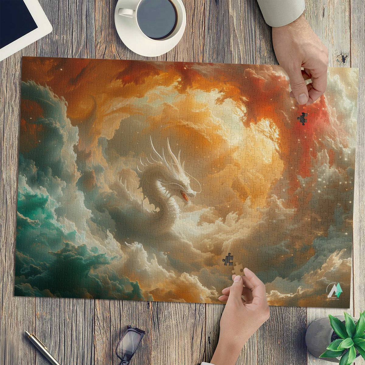 cosmic dragon surrounded by storm clouds jigsaw puzzle