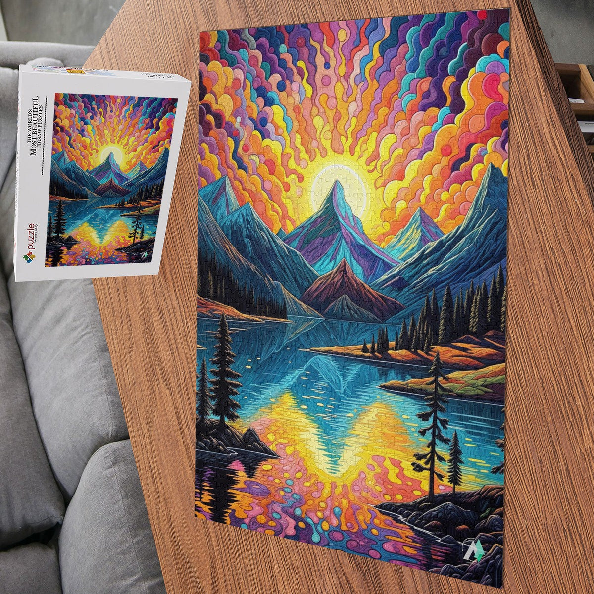 mountain lake sunset landscape jigsaw puzzle