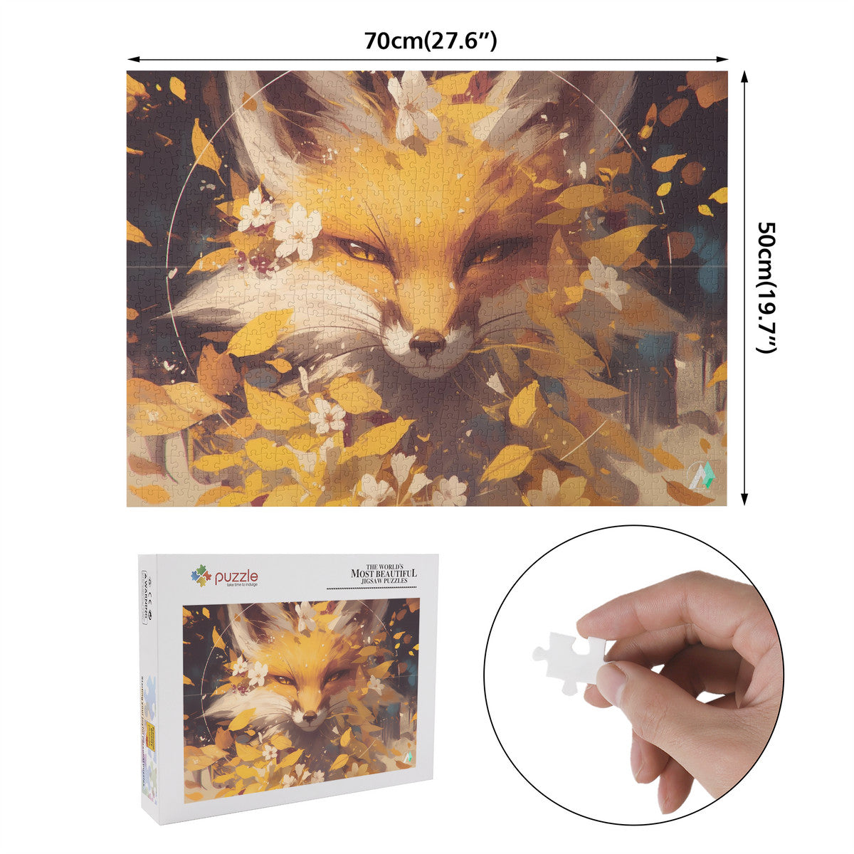 fox animal leaves autumn fall jigsaw puzzle