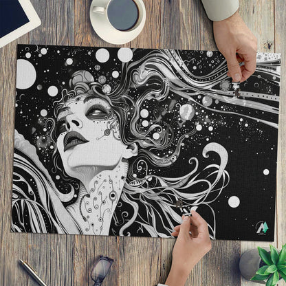 surreal dream trance female black & white jigsaw puzzle