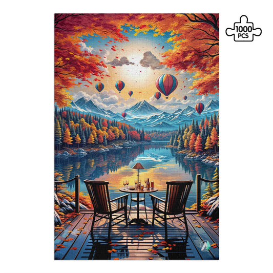 autumn lakeside hot air balloons jigsaw puzzle