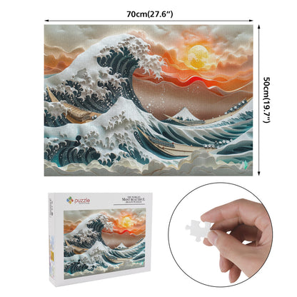 japanese the great wave seascape sunrise sunset jigsaw puzzle