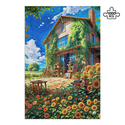 bohemian sunflower house small shop jigsaw puzzle