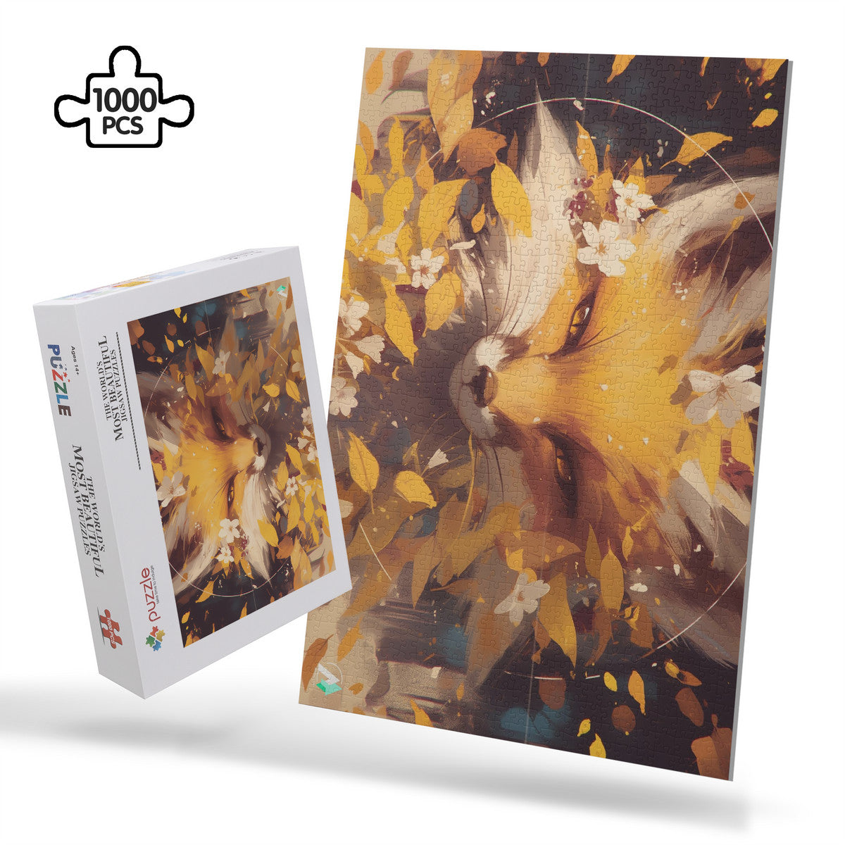 fox animal leaves autumn fall jigsaw puzzle