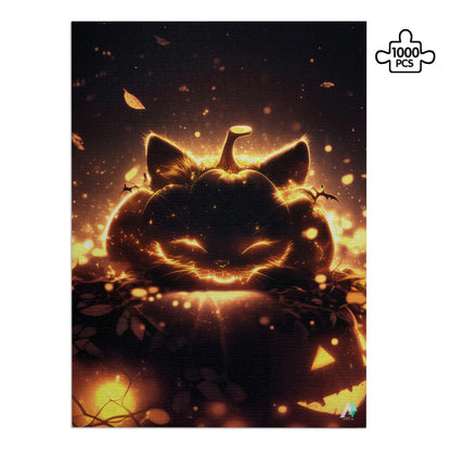 halloween cat pumpkin jack-o-lantern jigsaw puzzle