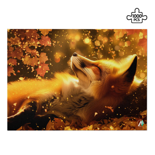 fox animal leaves autumn fall jigsaw puzzle