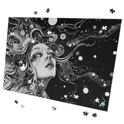 surreal dream trance female black & white jigsaw puzzle