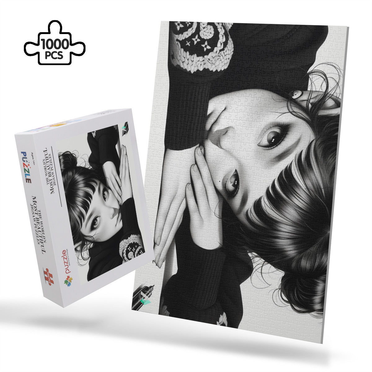 black & white portrait female model jigsaw puzzle