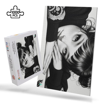 black & white portrait female model jigsaw puzzle