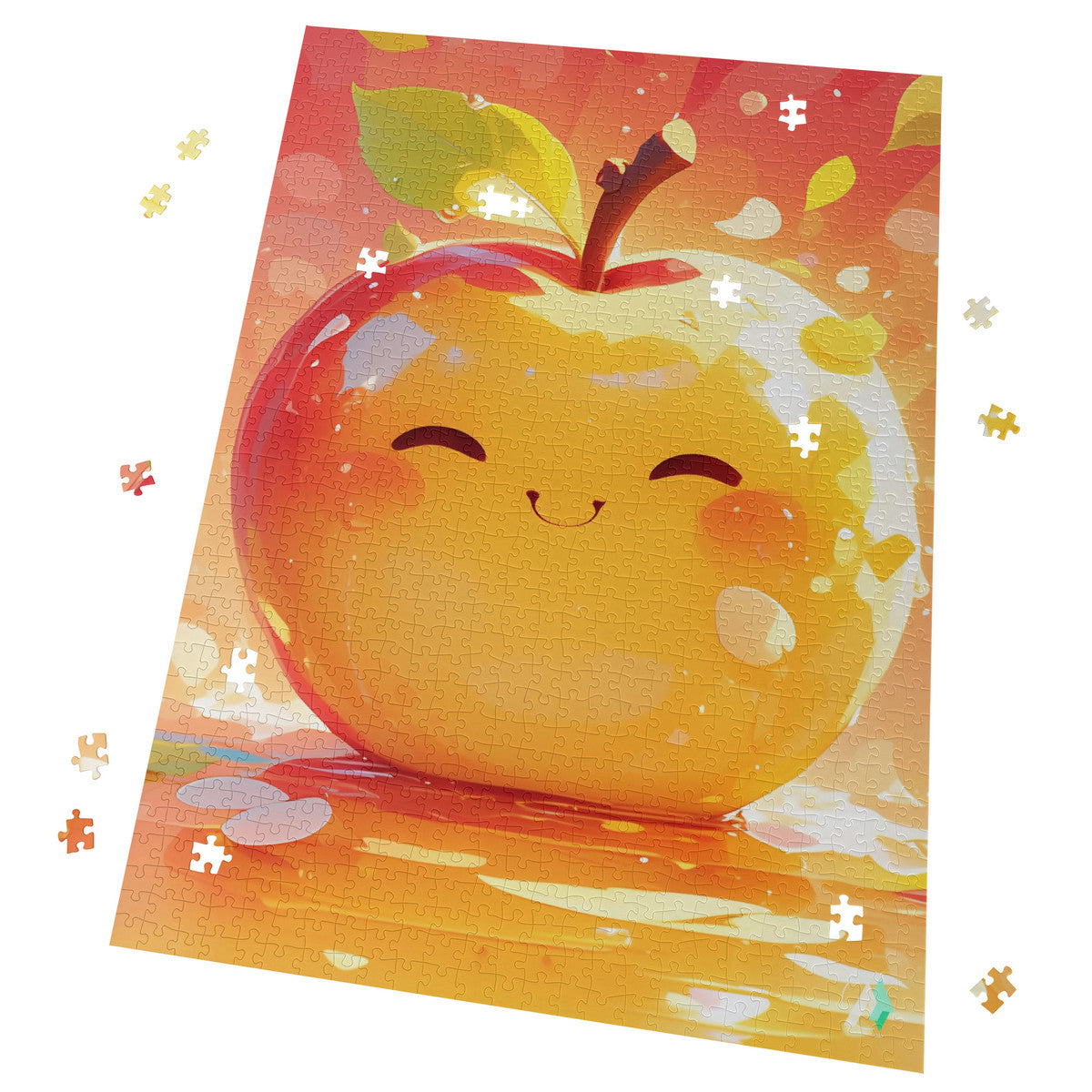 happy cheerful cartoon apple fruit jigsaw puzzle