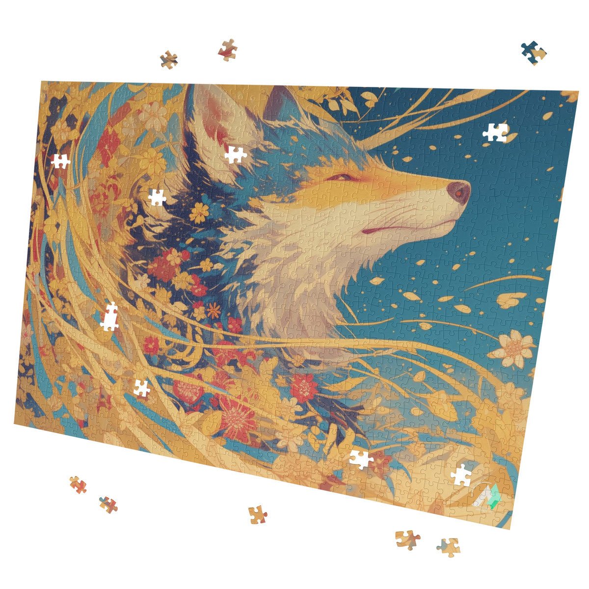 fox animal flowers autumn fall jigsaw puzzle