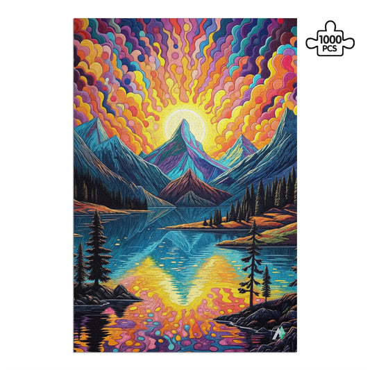 mountain lake sunset landscape jigsaw puzzle