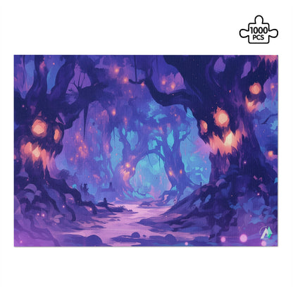 halloween haunted forest spooky trees jigsaw puzzle