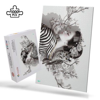 japanese geisha owl animal jigsaw puzzle