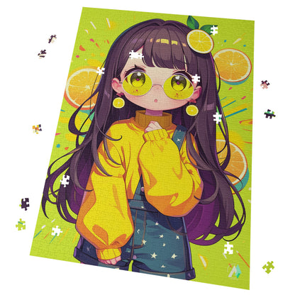 cute lemon fruit anime girl cartoon jigsaw puzzle