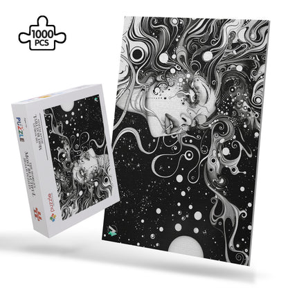 surreal dream trance female black & white jigsaw puzzle