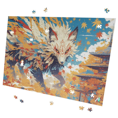 fox animal leaves autumn fall jigsaw puzzle