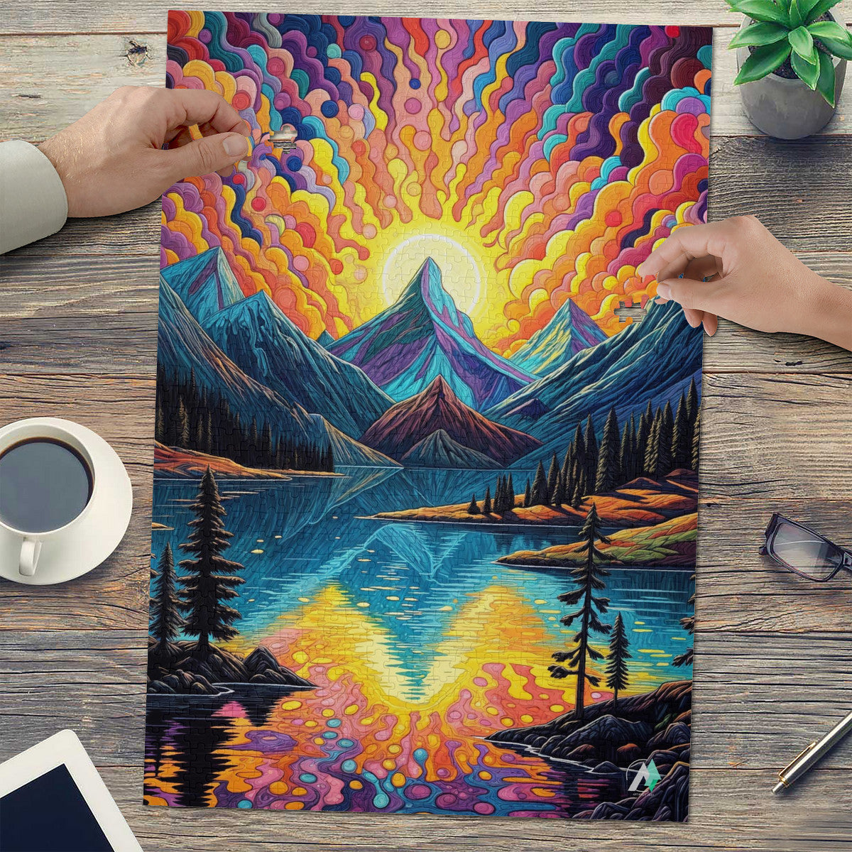 mountain lake sunset landscape jigsaw puzzle